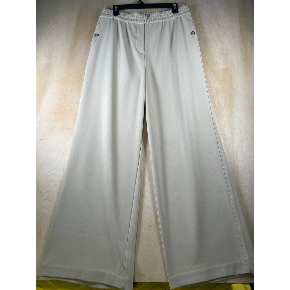 Wide Leg Pull-On Pants in Light Beige